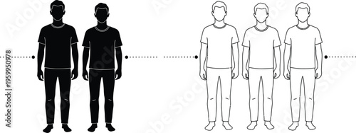 Human figures in contrasting styles side by side