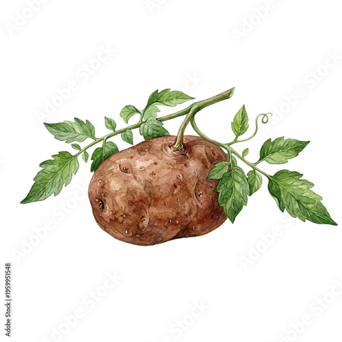Fresh Potato Vegetable Illustration Isolated on Transparent Background Vector EPS