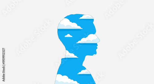 Wallpaper Mural Blue silhouette of human head. Torontodigital.ca