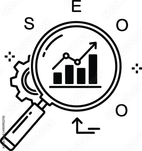 Seo analysis and optimization concept with magnifying glass