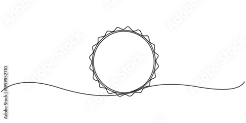 Beer bottle cap continuous one line drawing, View of bottle cap, Bottle of water. Continuous drawing of a bottle. One line vector illustration, View of bottle cap. pro