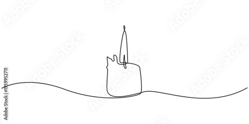 candle continuous one line drawing, One continuous line drawing of candle vector illustration. Candle continuous line art. Burning candle one line drawing. Warmer, lamp, interior concept. One line