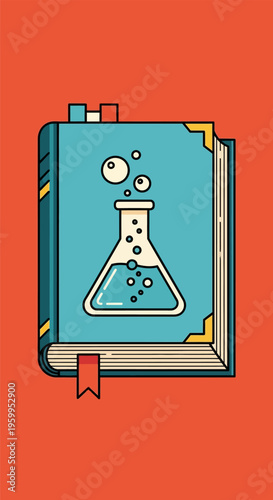 Wallpaper Mural Book with Beaker Illustration. Torontodigital.ca