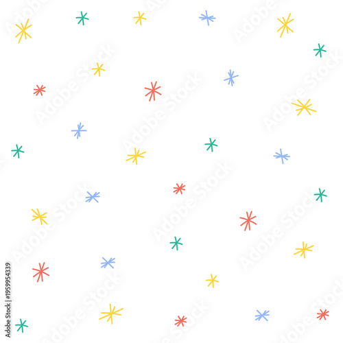 Seamless starburst pattern with colorful sparkles. Fun abstract background for kids design, fabric, textile, wrapping paper and wallpaper.