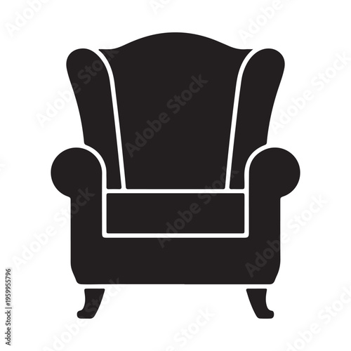 Classic Armchair Icon Black Silhouette Vector Illustration