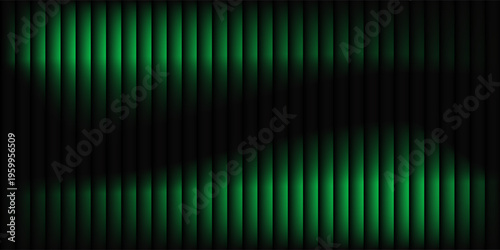 Dark green neon gradient ribbed glass. Vector ribbed glass texture background. Mesh gradient. acrylic ribbed bath surface. Reeded glass background semitransparent overlay. Bath wall window