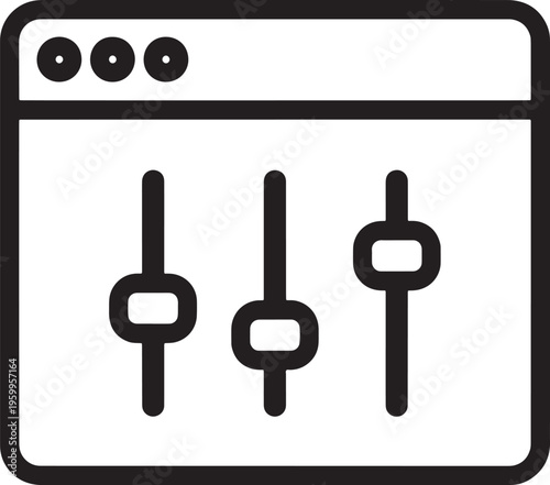 Black and white illustration of three sliders on a computer interface