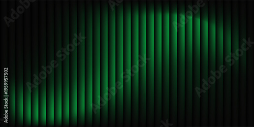 Dark green neon gradient ribbed glass. Vector ribbed glass texture background. Mesh gradient. acrylic ribbed bath surface. Reeded glass background semitransparent overlay. Bath wall window