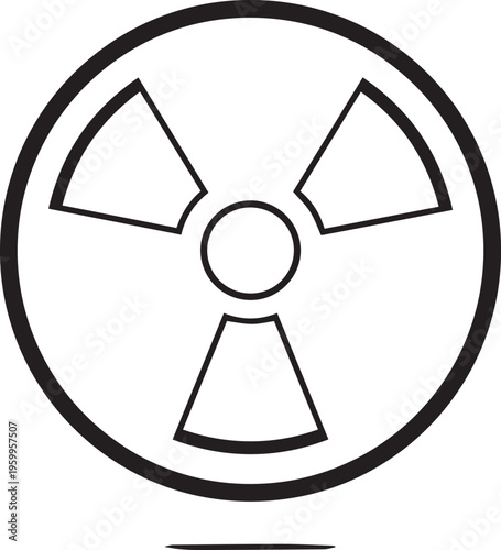 Minimalist nuclear radiation hazard symbol icon isolated on white background