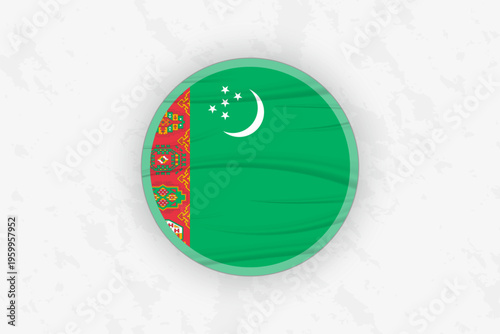Turkmenistan Flag Circular Sticker Design, National Pride Decal.