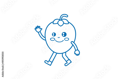 Sleeping Tired Hala Fruit Cartoon Character, Line Art Vector Mascot