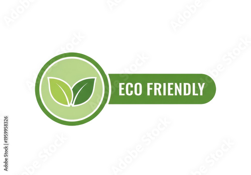Eco friendly logo with green leaves on transparent background