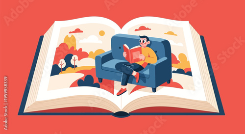 Woman Sitting in Armchair Reading.