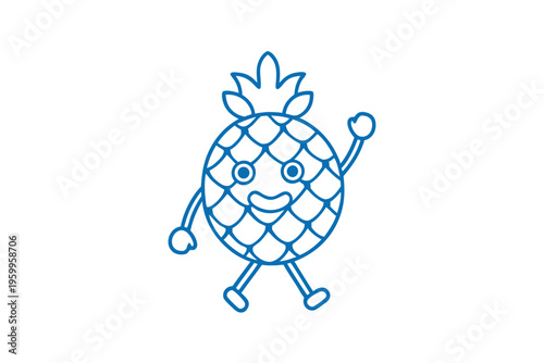 Cool Hala Fruit Cartoon Character Wearing Sunglasses, Line Art Vector Mascot