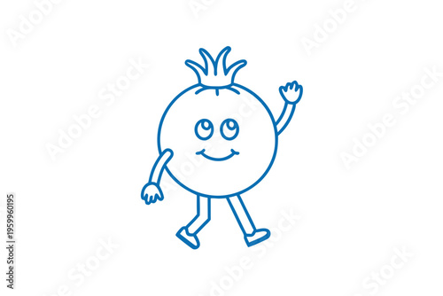 Loving Hala Fruit Cartoon Character Holding a Heart, Line Art Vector Illustration