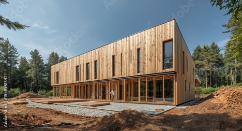 Modern mass timber construction project under development
