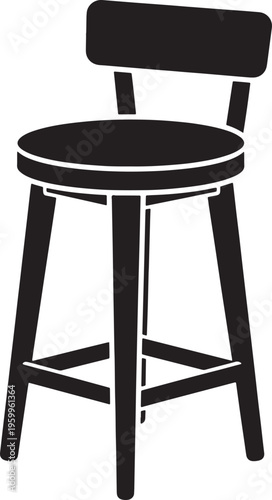 Simple stool with backrest and four legs furniture design