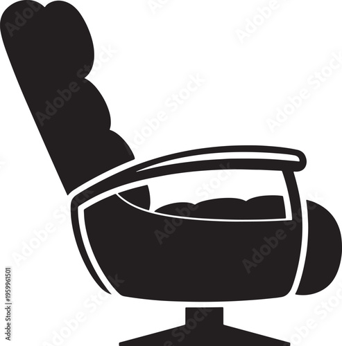 Reclining chair with footrest up in a simple illustration style