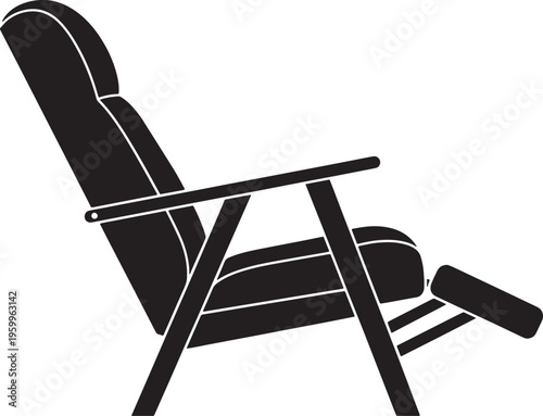 Reclining chair with footrest and armrests in simple design