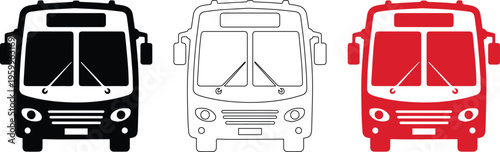 modern bus vector icon set