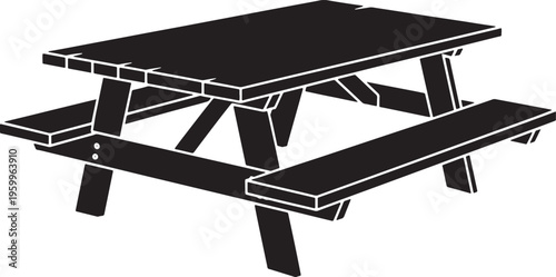 Black picnic table with two benches outdoor furniture