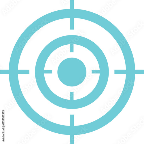 A teal colored target icon with concentric circles and crosshairs on a white background