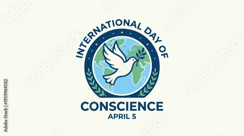 International Day of Conscience Logo with Dove and Globe