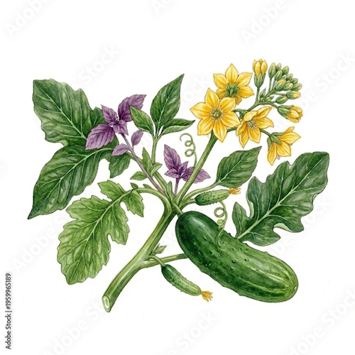 Fresh Cucumber Vegetable Illustration Isolated on Transparent Background Vector EPS