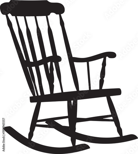 Black silhouette of a rocking chair on white background