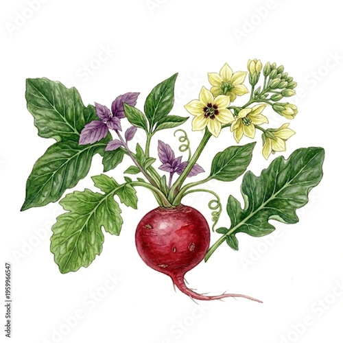 Fresh Radish Vegetable Illustration Isolated on Transparent Background Vector EPS