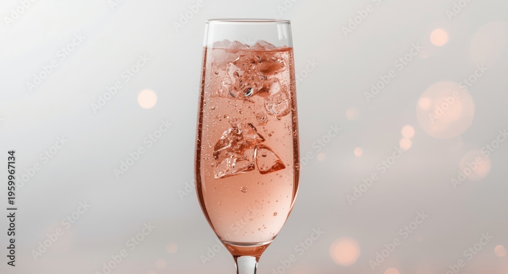 Obraz premium Glass filled with sparkling champagne in pink rose color