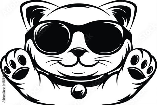 Friendly Line Art Cartoon Cat Illustration for Veterinary Clinic Branding and Kids' Games