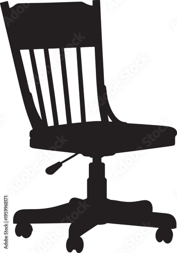 Office chair with wheels and adjustable armrest on white background