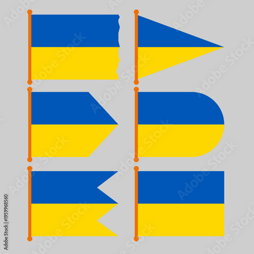 Ukraine flag in different shapes
Vector flagpole with different shapes on a white background isolated