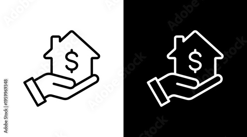 Mortgage White Icon Set Design