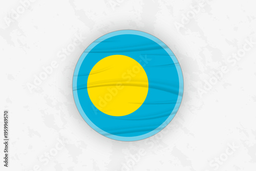 Palau Flag Circular Sticker Design, National Pride Decal.