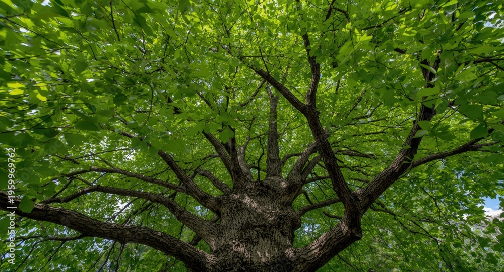 Fototapeta premium Mature Tilia Tree with Full Leaf Canopy in Summer