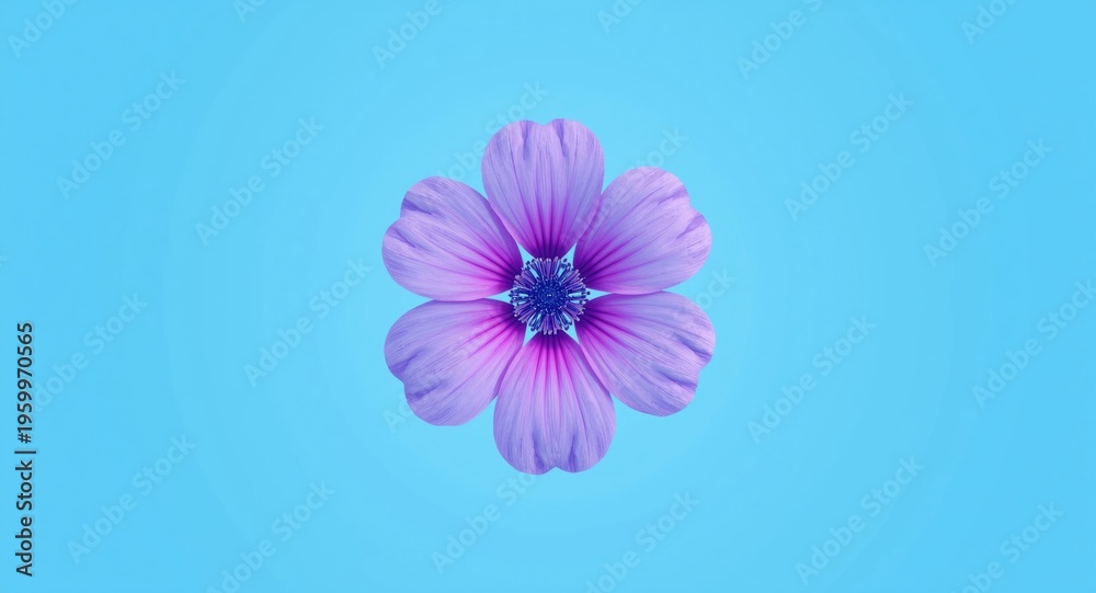 Obraz premium Generative AI rendering of a bright flower on a calming blue background