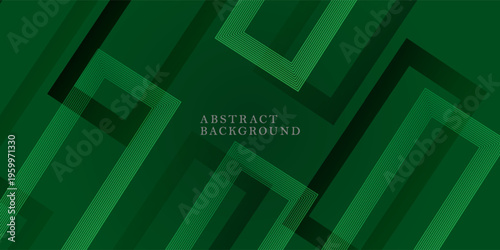 Dynamic fluid green geometric with rectangular box lines gradient background. Vector illustration