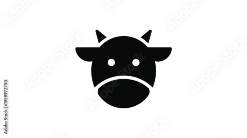A black cow head icon on a with a simple design
