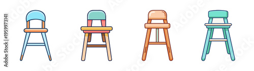Colorful high chairs for babies and toddlers baby furniture dining seating high chair design set