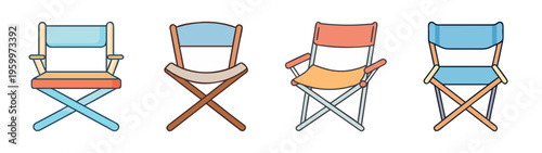 Explore folding chairs vector illustration set for outdoor seating portable chair design ideas