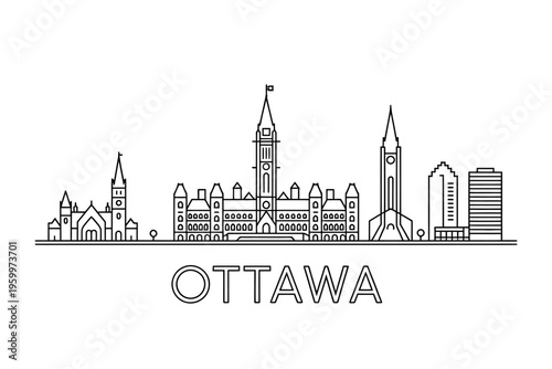 Ottawa city skyline illustration with buildings and towers  capital of Canada