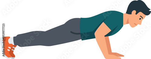 Fit man holds a plank position demonstrating intense core engagement during.