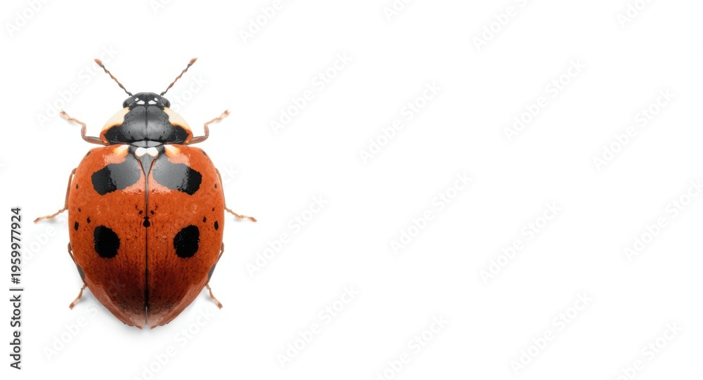 Naklejka premium Portrait of a ladybug decorated with unusual black spot shapes on its back