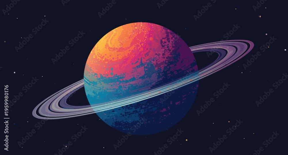 Naklejka premium illustration of a two toned planet showcasing vivid contrasting colors on a dark space background