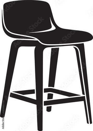 Modern bar stool with backrest and four legs furniture interior design