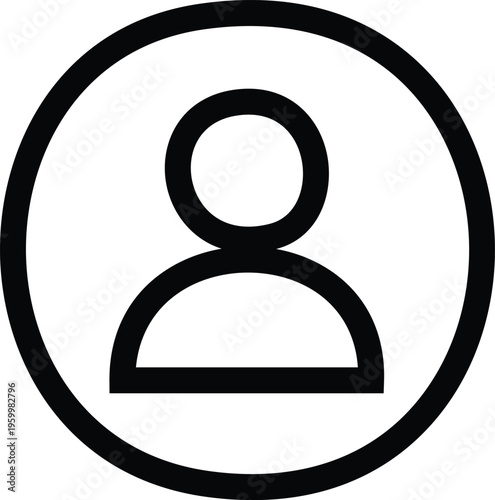 Minimalist black-and- white silhouette of a human figure in circular frame