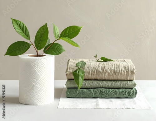 Disposable Tissue vs Reusable Cloth Tissue Comparison Concept for Eco Friendly Lifestyle
