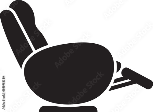 Reclining office chair with wheels and armrests in gray silhouette